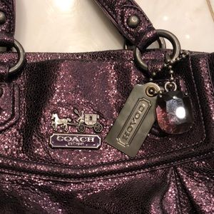 Coach Bags - Glitzy purple leather Coach bag! Coach Bags - Glitzy purple leather Coach bag!